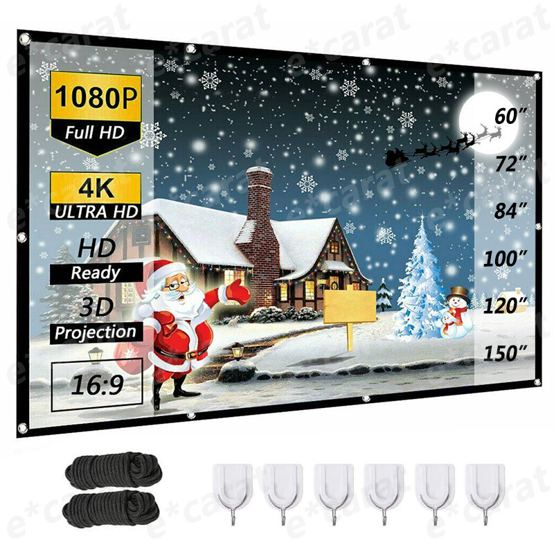 Portable Foldable Projector Screen 16:9 HD Outdoor Home Cinema Theater 3D Movie