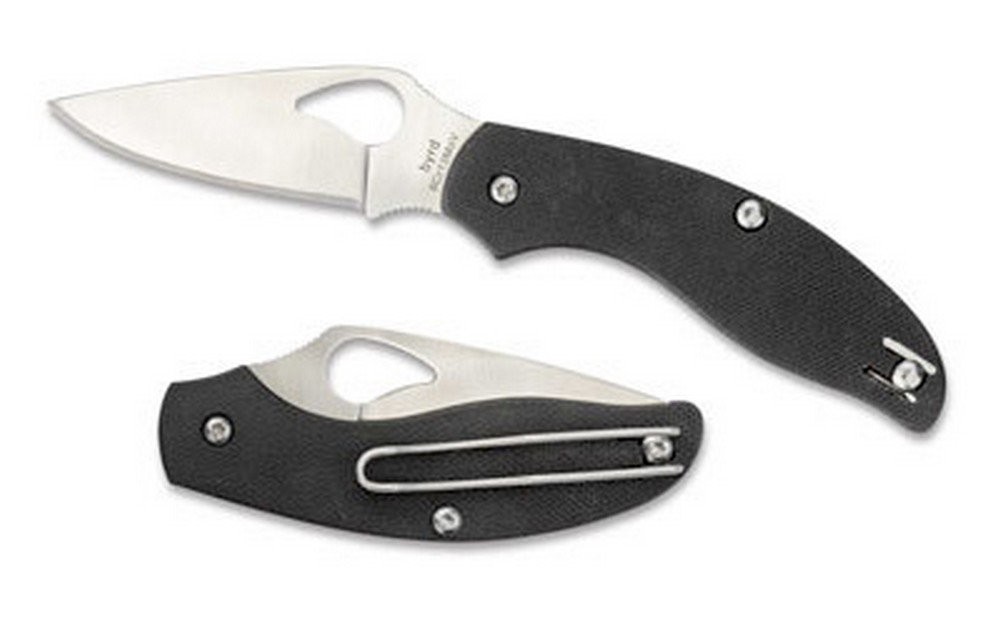 Byrd Tern Slipit Slipjoint Pocket Knife 2.62 Plain Edge Blade Black G10 - BY23GP