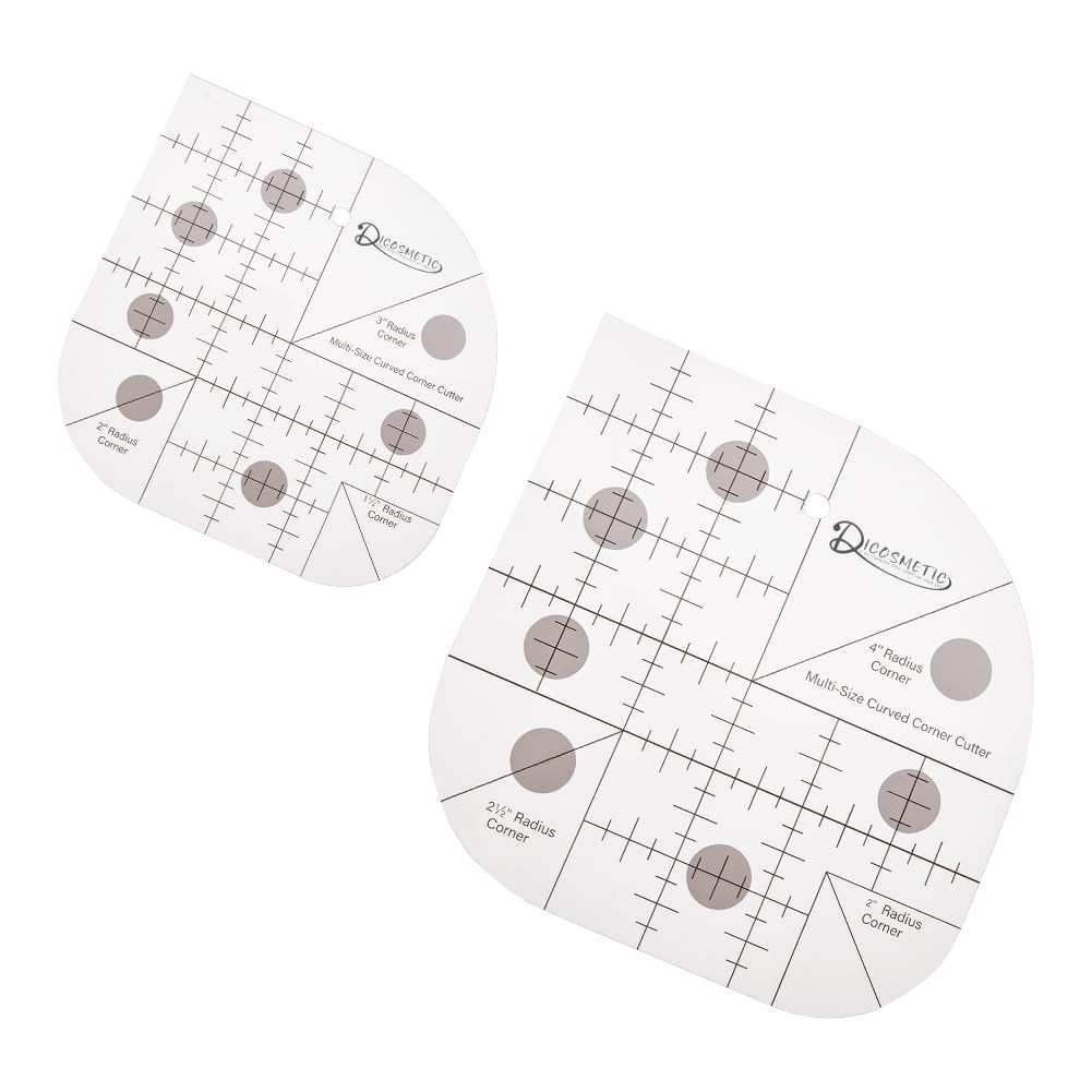 2 PCS Curved Corner Ruler Acrylic Quilting Rulers Sewing Patchwork Ruler