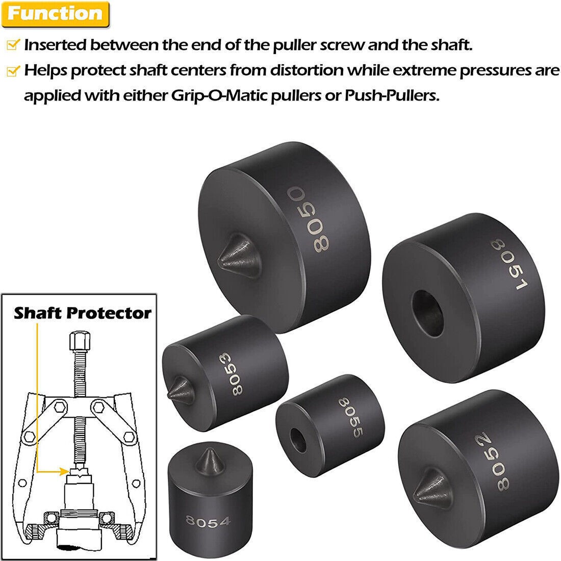 8056 for Grip-O-Matic Puller Push-Puller Gear Bearing Puller Shaft Protector Set