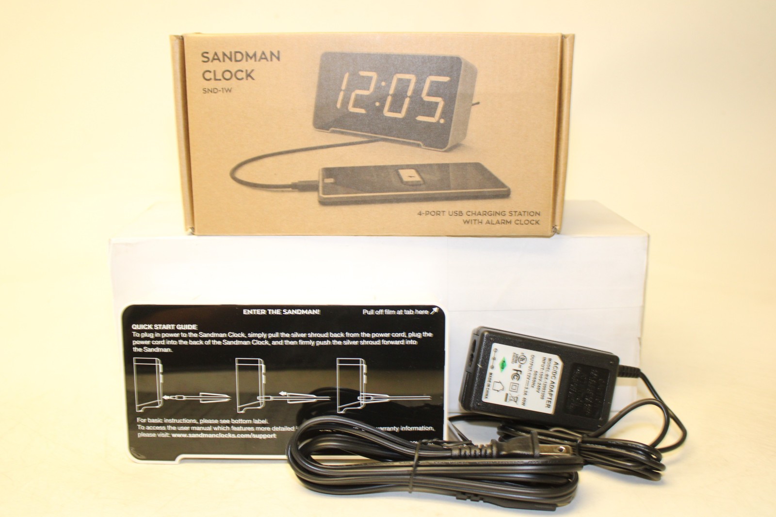 Sandman Clock 4-Port Charging Station Alarm by Palo Alto Innovation SND-1W