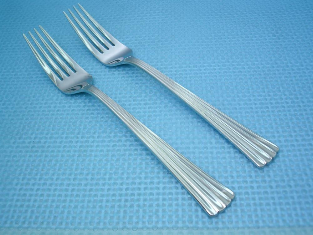 Waterford COVINGTON Glossy Ridges 2 Dinner Forks 8 3/8" Stainless Flatware