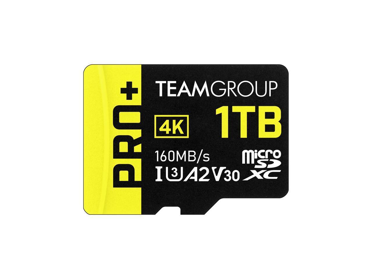 Team 1TB Pro+ microSDHC UHS-I/U3 Class 10 Memory Card with Adapter, compatible w