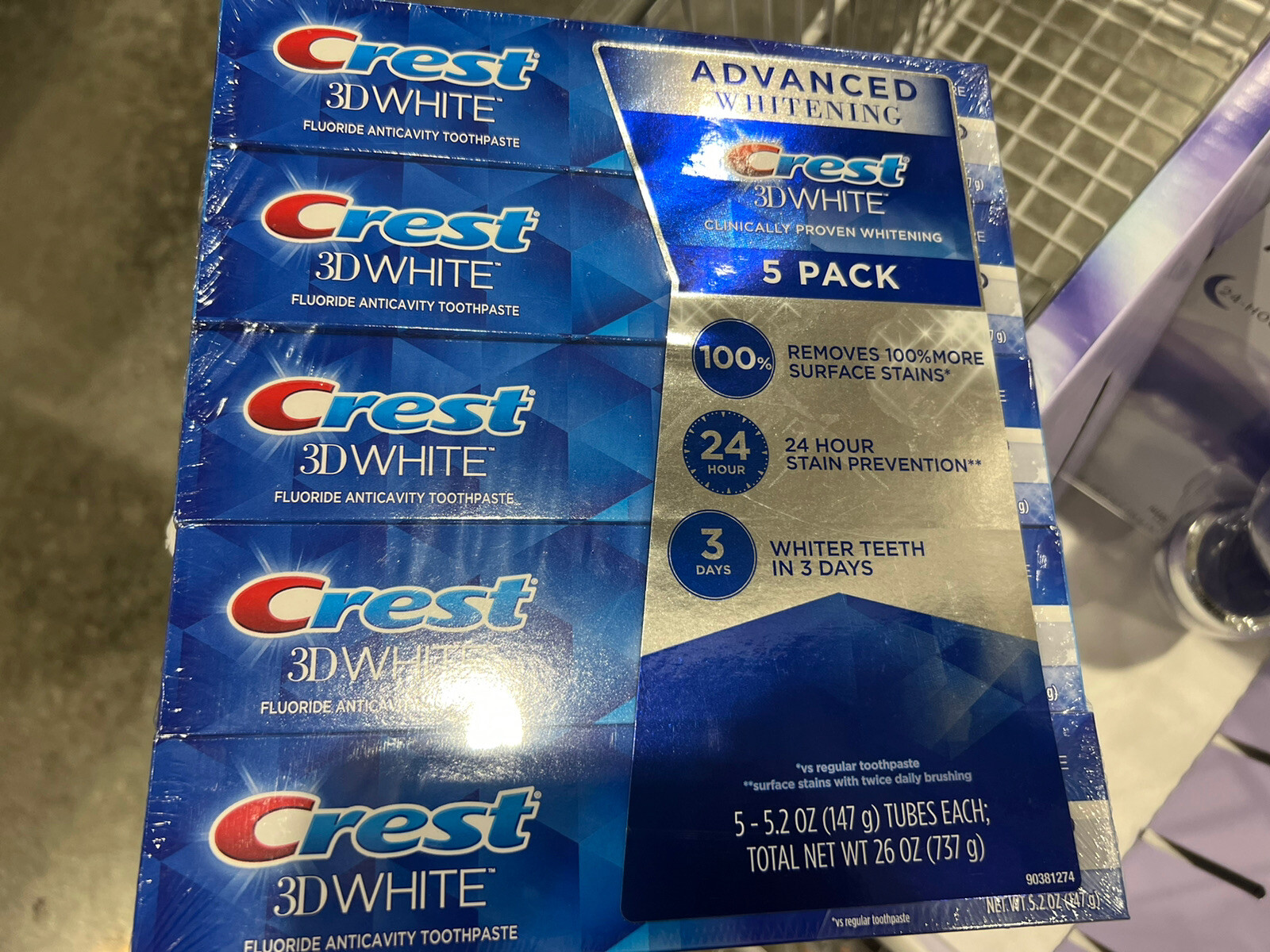 Crest 3D White Advanced Triple Whitening Toothpaste 5-pack