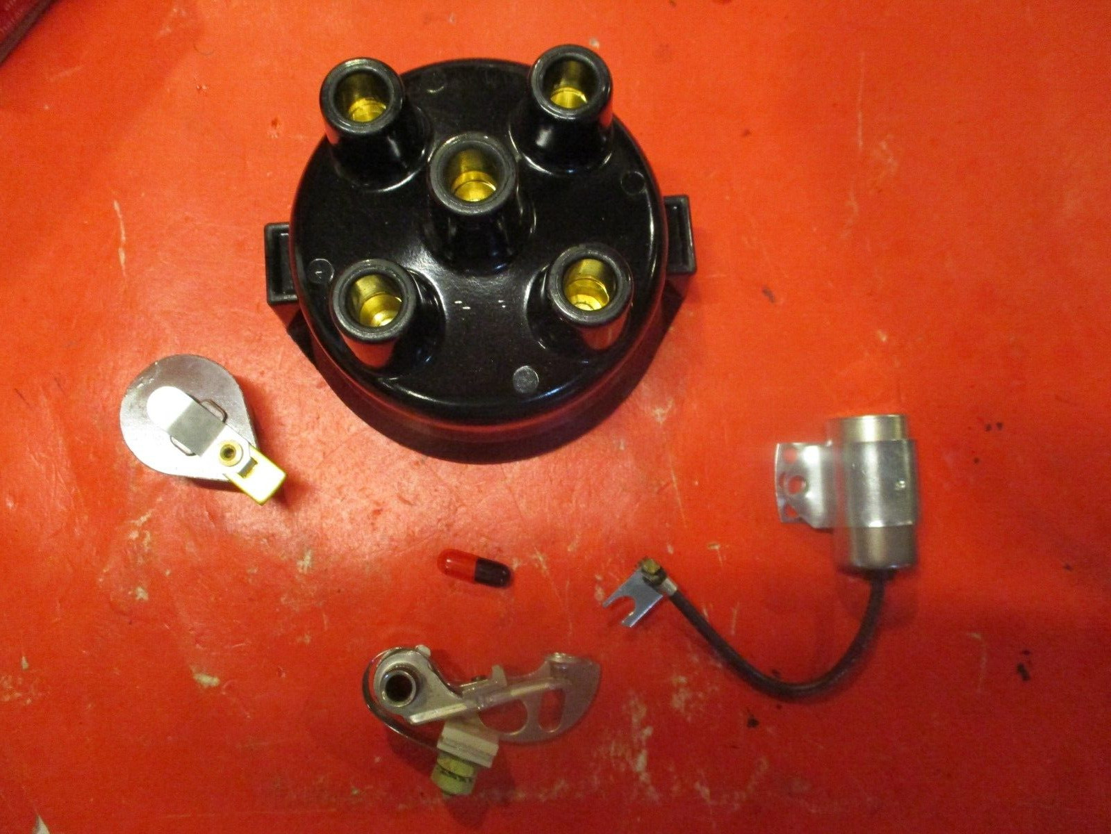 TRIUMPH SPITFIRE,-HENRY J--JEEP -BRASS-DISTRIBUTOR CAP & ROTOR-POINTS-COND.
