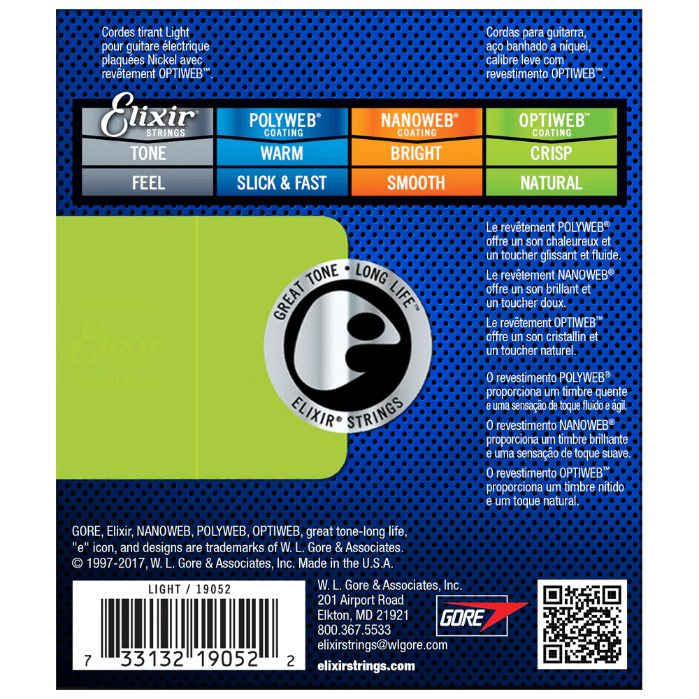 6 Sets! Elixir OPTIWEB Nickel Electric — 19052 Light .010-.046
