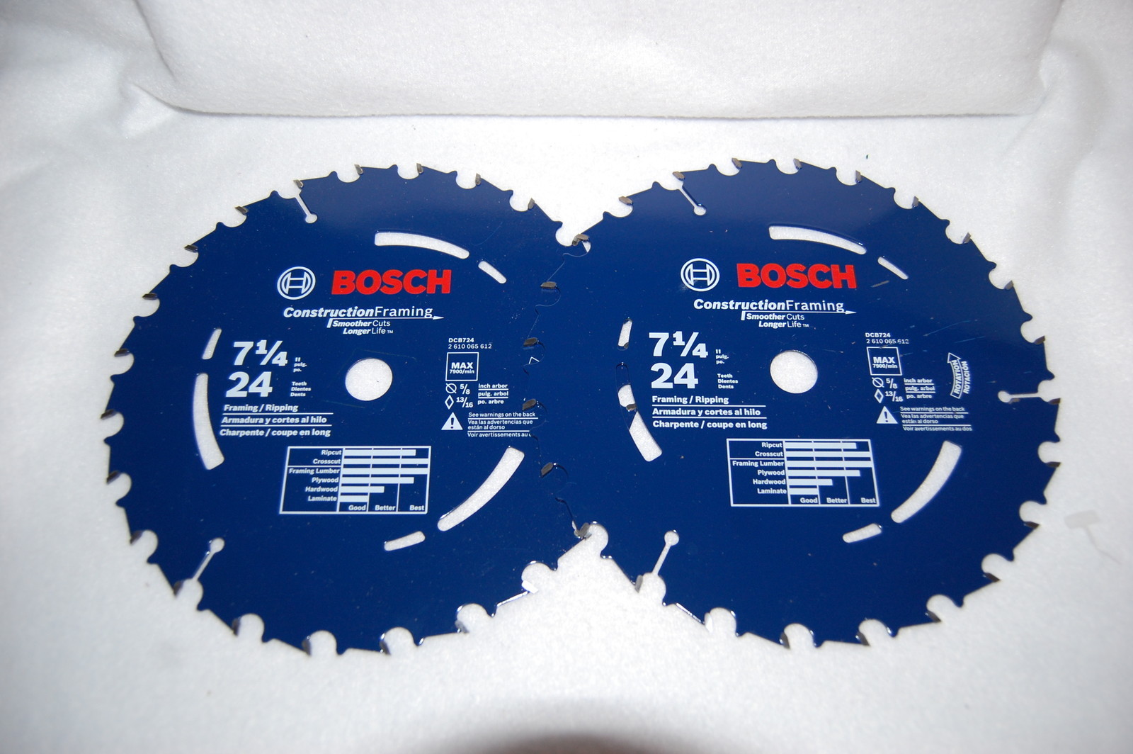 Bosch DCB724  7-1/4in 24 Tooth Circular Saw Blade Framing Ripping LOT OF 2