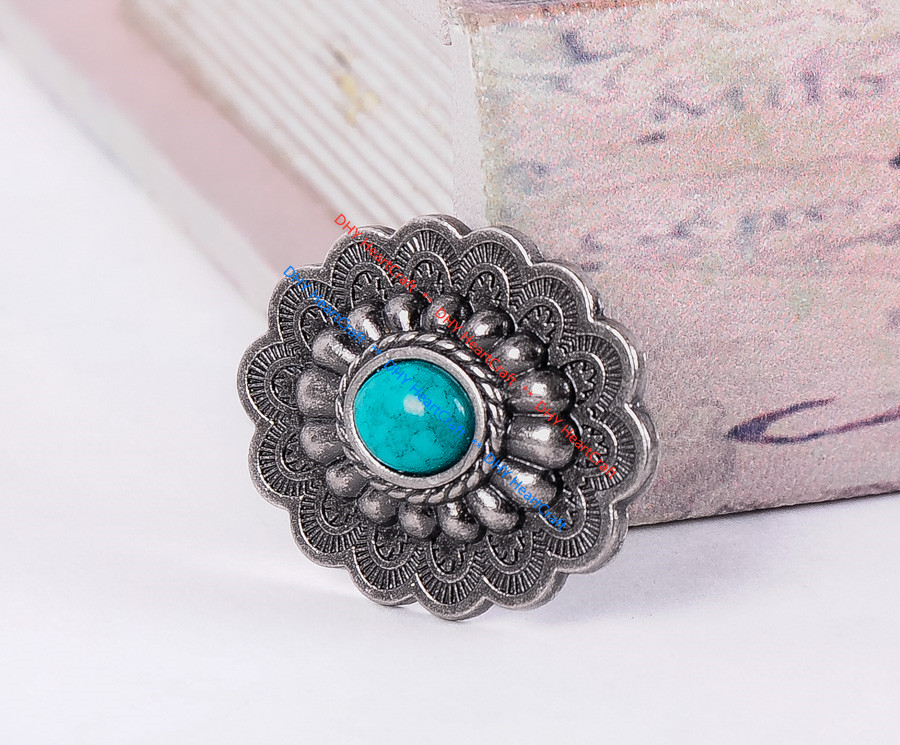 10PC 35*28MM Southwest Oval Horse Saddles Turquoise Antique Silver Finish Concho