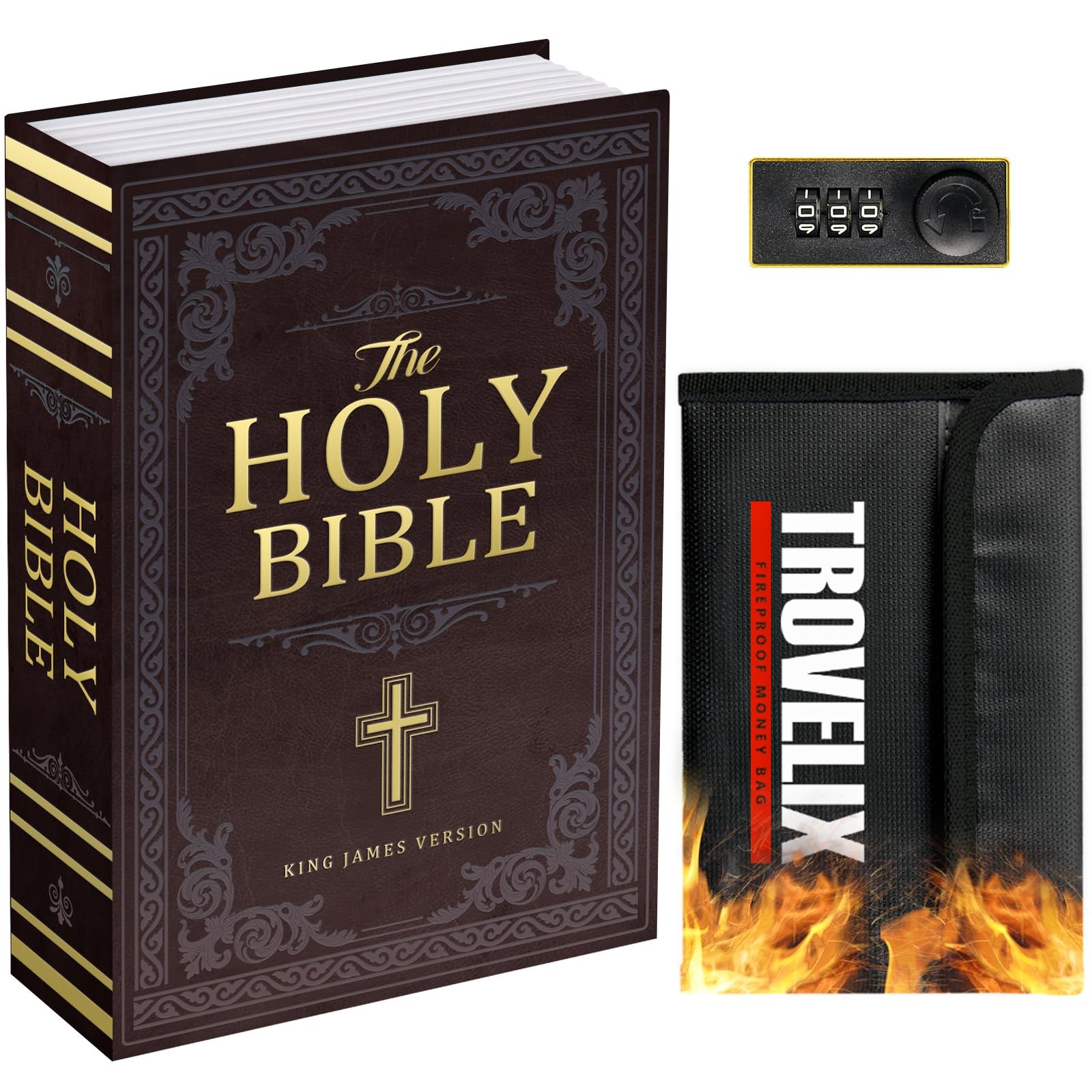 Book Safe with Combination Lock, Hidden Safe (9.5 x 6.2 x 2.2 Inch) with Fire...