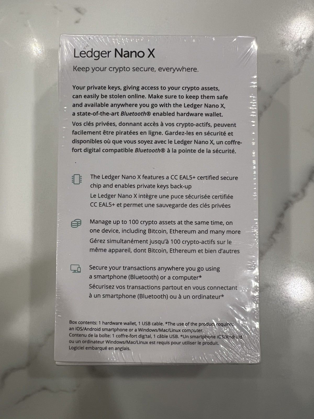 Ledger - Nano X Crypto Hardware Wallet - Bluetooth Enabled - NEW