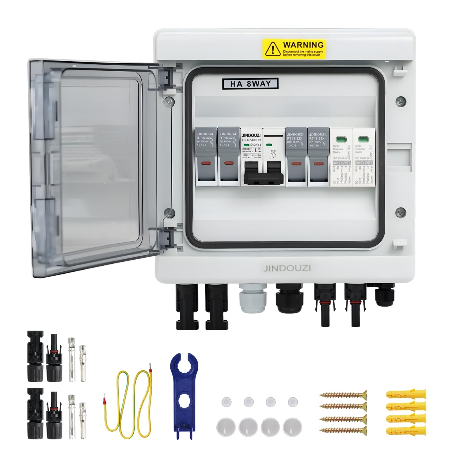Jindouzi 2 In 1 Out Solar Combiner Boxpv Combiner 20A Pv Fusedc 40A Circuit