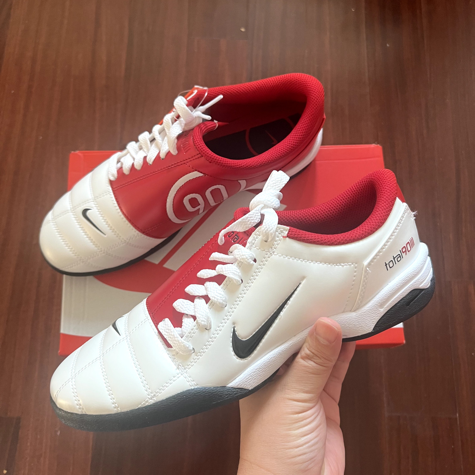 Nike Total 90 SP Mens Indoor Soccer Shoes White Gym Red Black HQ2851-100