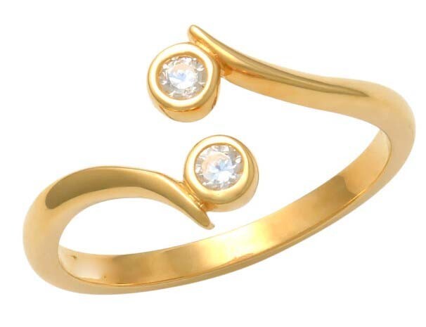 0.20cts Simulated Diamond Women's Double Bezel Adjustable Toe Ring 925 Silver