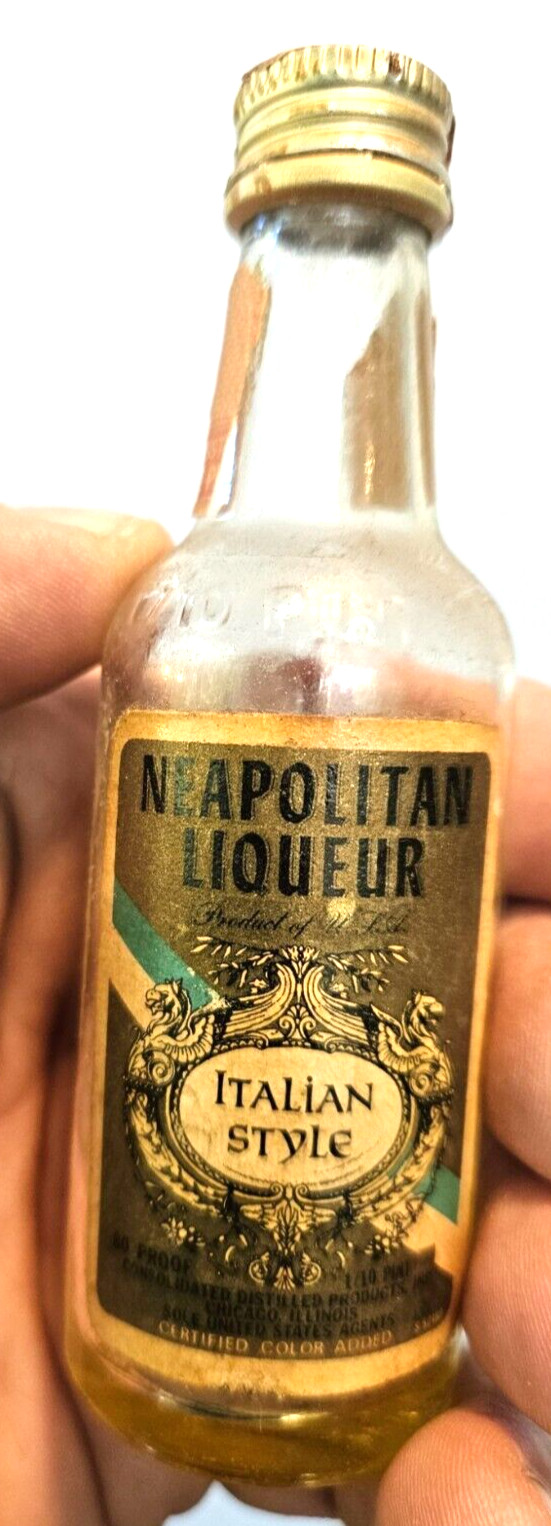 Neopolitan Liqueur Italian Style Empty 1/10 Pint Bottle got buzzed in Italy