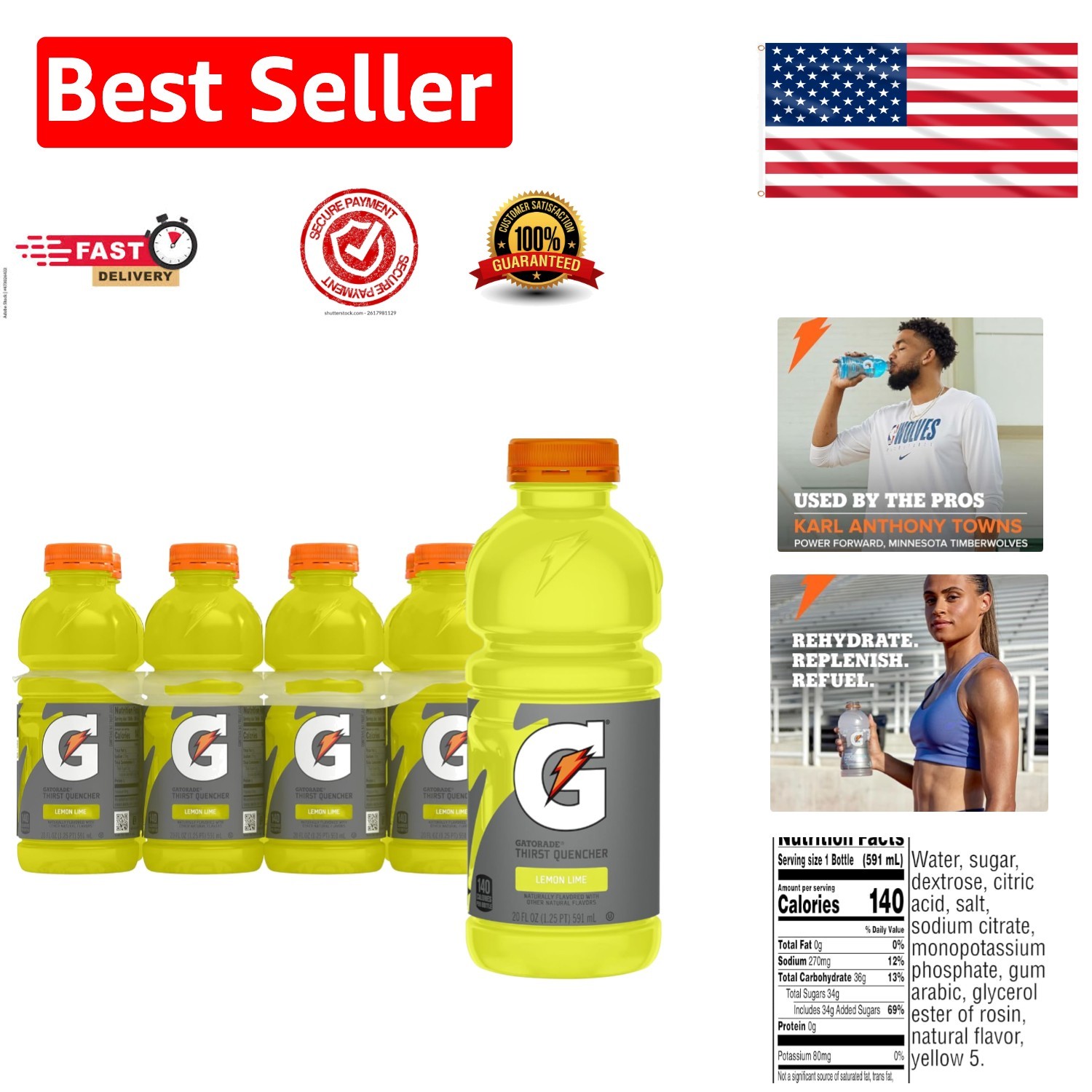 8-Pack Lemon Lime Electrolyte Sports Drink - 20 Fl Oz Bottles for Active Adults