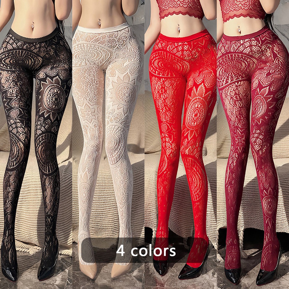 Womens Sexy Floral Lace Pattern Fishnet Tights Flower Mesh Pantyhose Stockings ；