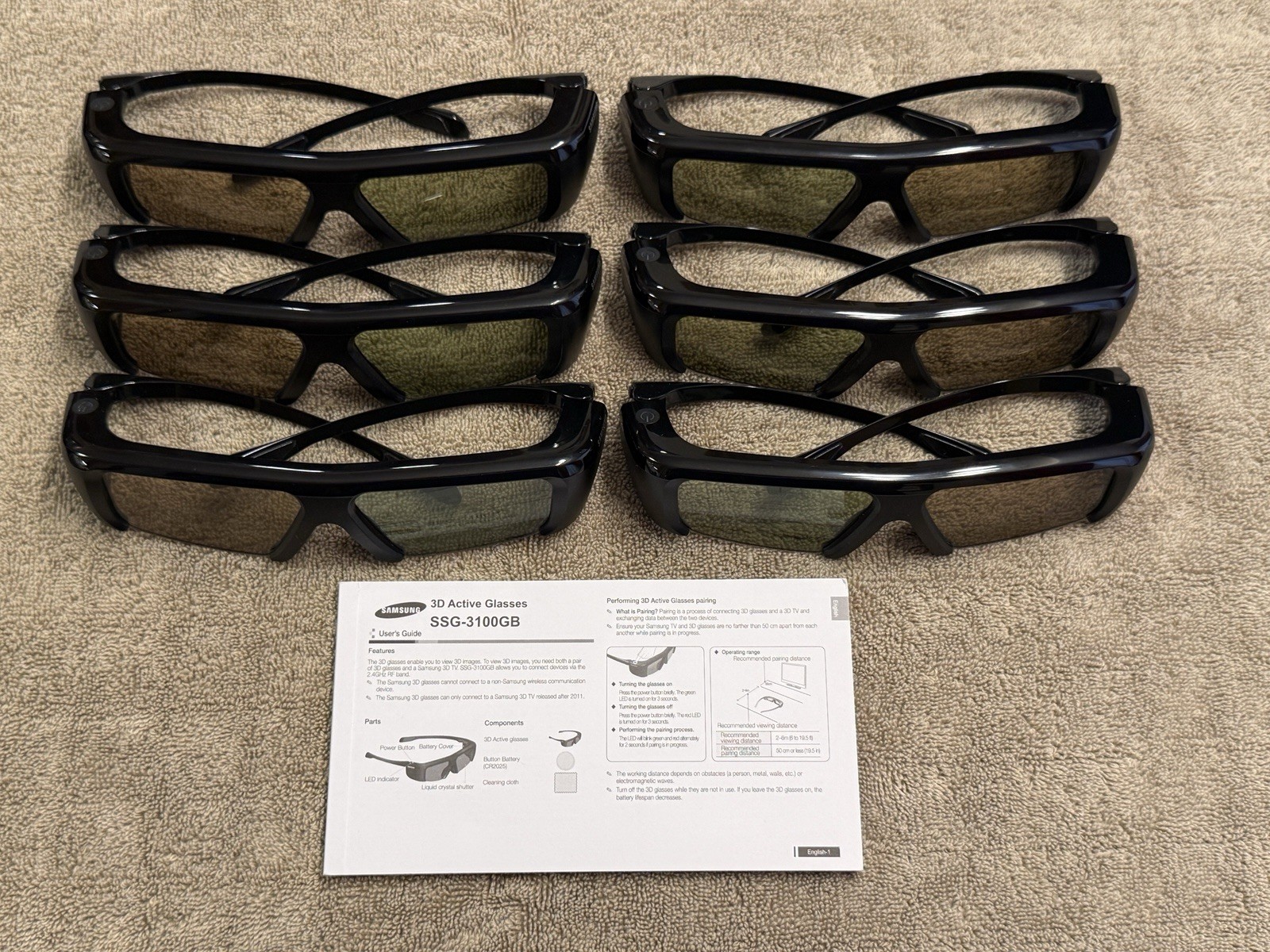 NICE! Lot of 6 Samsung 3D Active Glasses | SSG-3100GB | EC! | Ships in BOX!