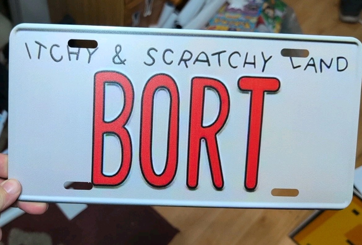 The Simpsons | Itchy & Scratchy Land | BORT | Metal Stamped Prop License Plate