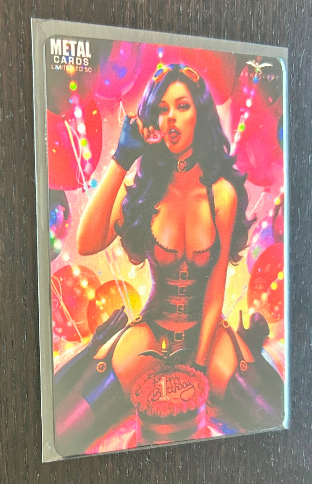 ZENESCOPE METALLIC CARD (35) -- Birthday Cake -- Bad Girl Metal Card Limited 50