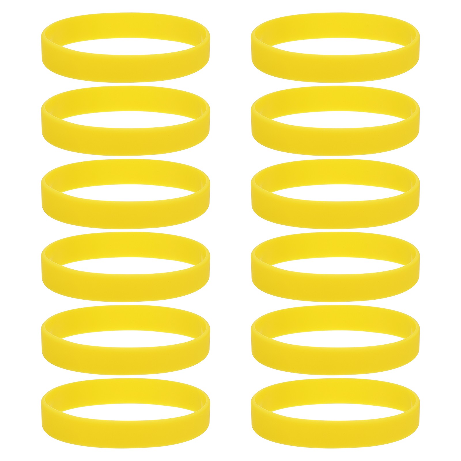 12Pcs Silicone Rubber Bands Non-slip 4 Inch Flat for Books, Yellow