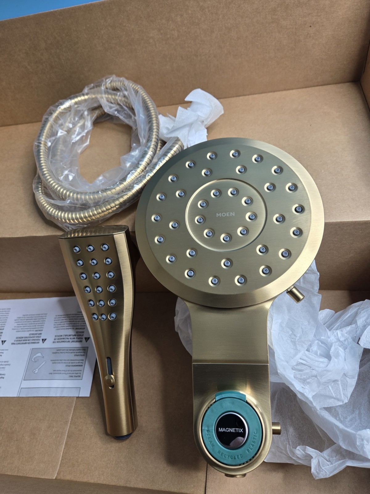 Moen 220C3BG Verso Combo Rain Head Brushed Gold Complete NEW