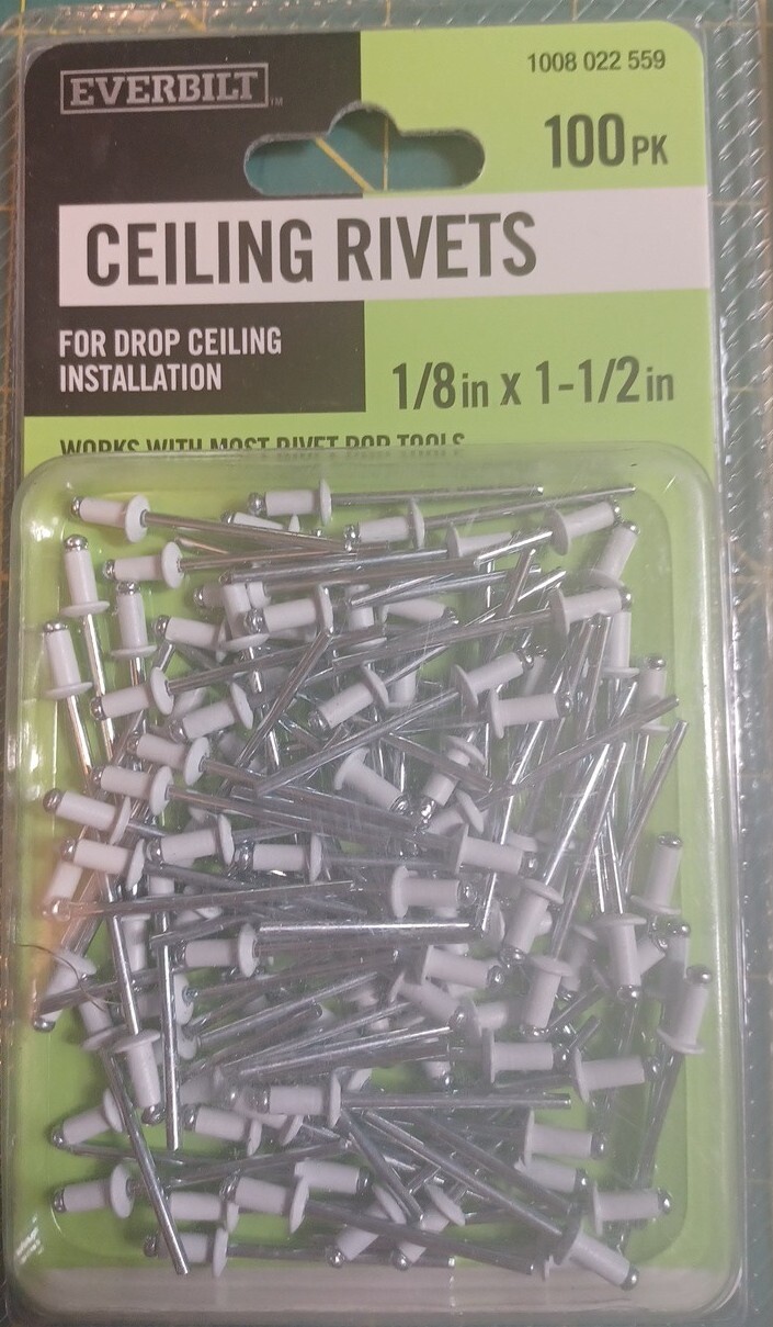 EVERBILT Drop Ceiling Installation White Rivets Quantity 500 1/8" X 1-1/2"