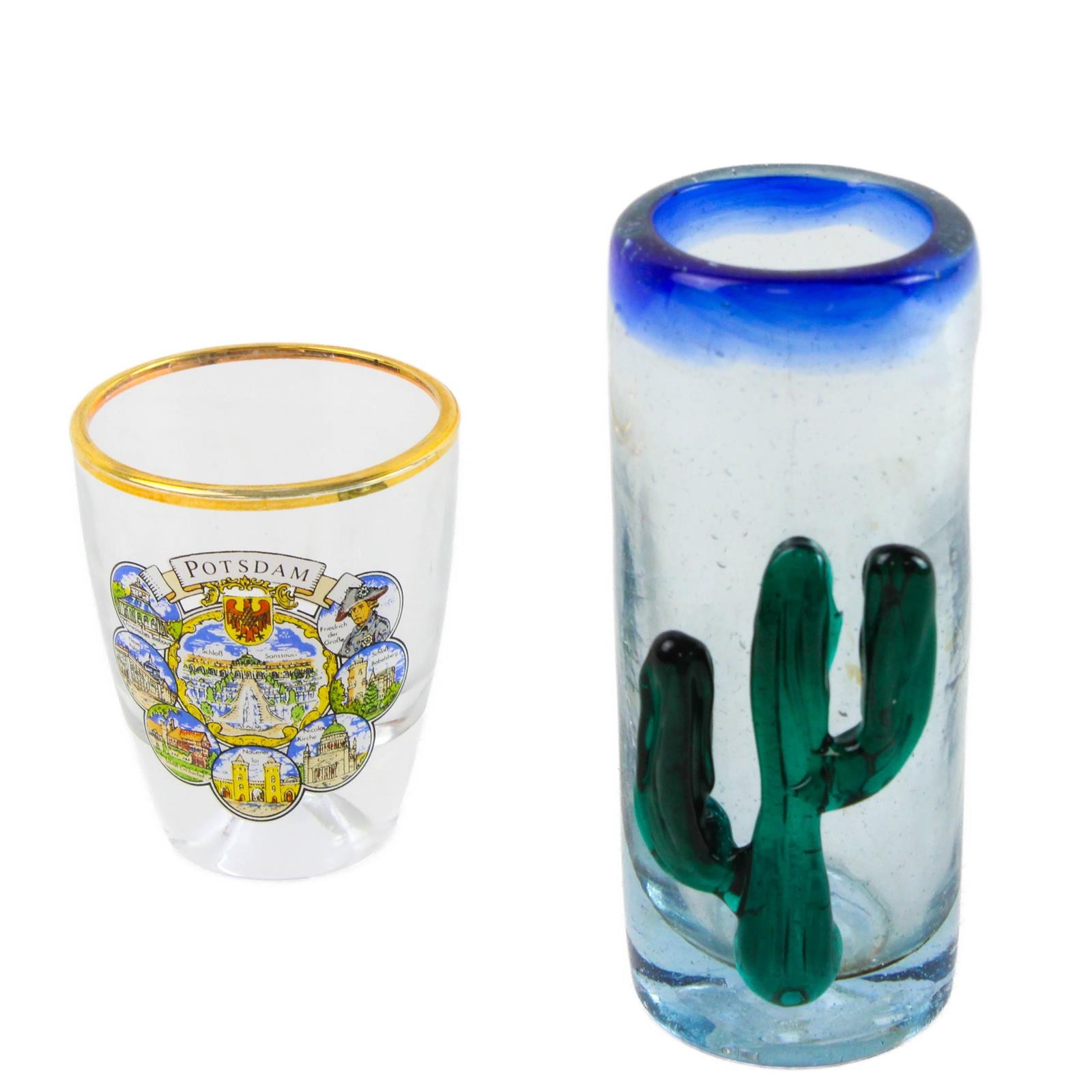 Set of 2 Potsdam Cactus Souvenir Shot Glasses - Pre-Owned