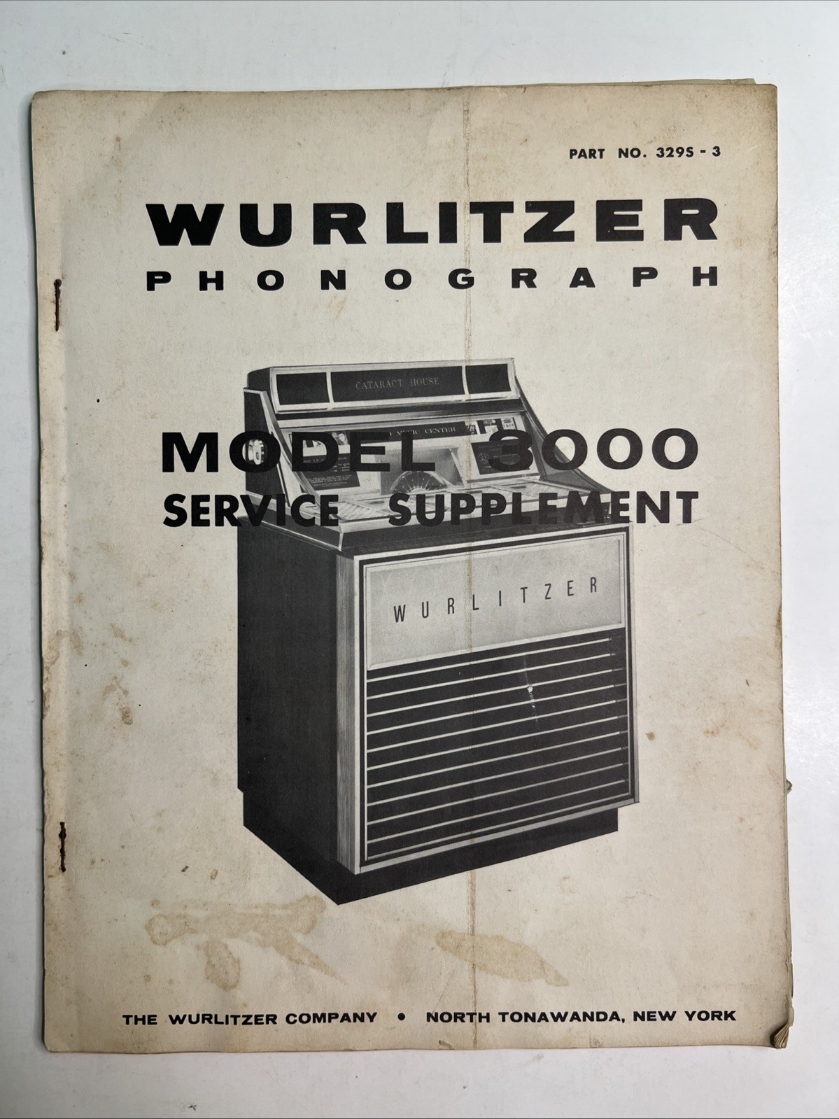 WURLITZER PHONOGRAPH Model 3000 Service Supplement Juke Box Schematics Wiring