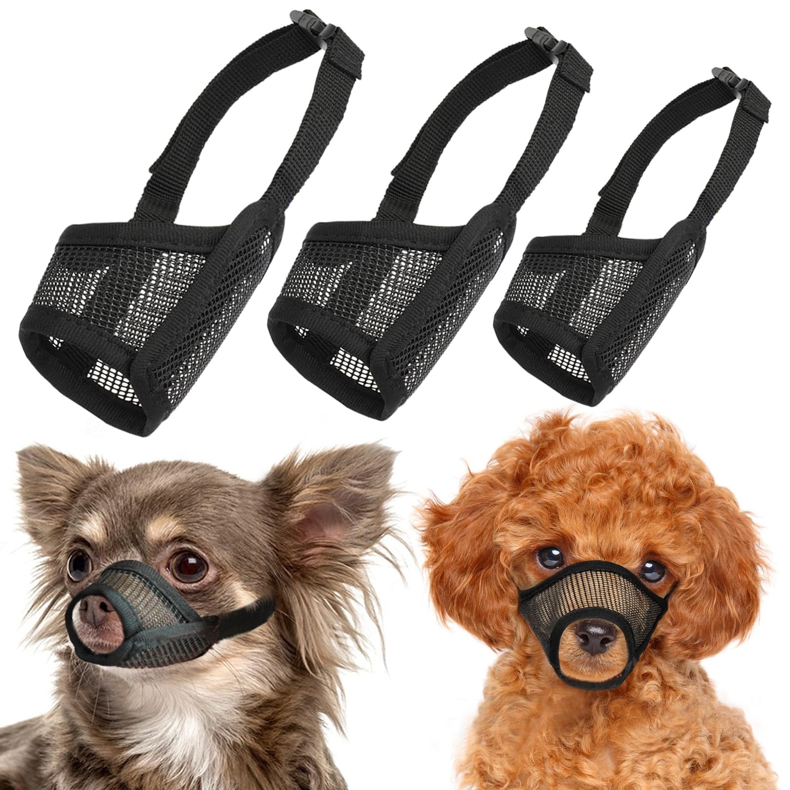 LUCKYPAW Dog Muzzle Suits for Small Medium Large Dogs, Mesh Muzzle Anti Bitin...