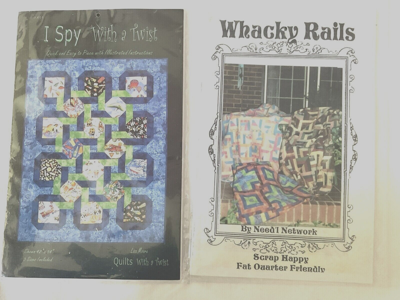 Quilt Patterns Lot of 2 Whack Rails 54" x 80" I Spy With a Twist 3 Sizes NEW USA