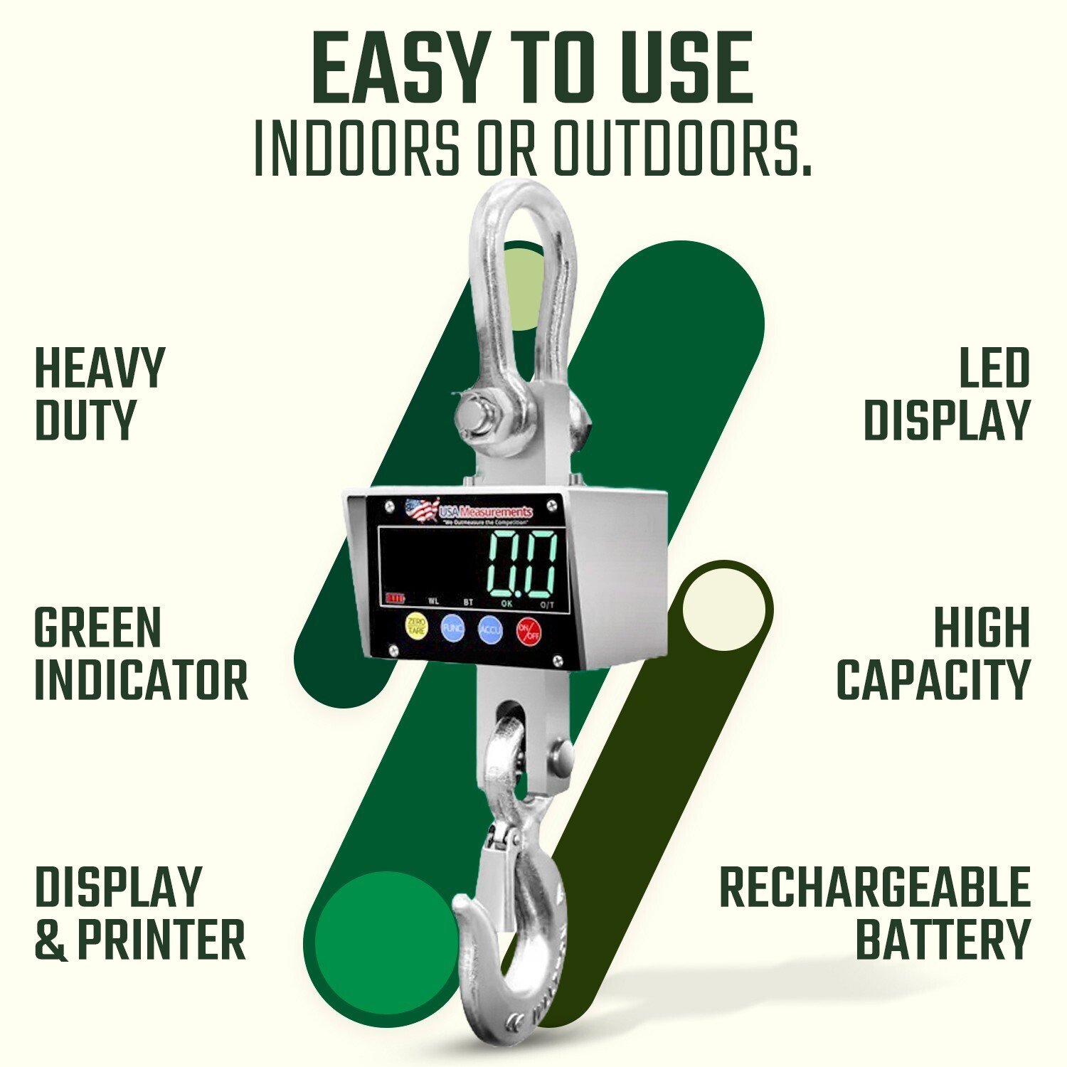 Stainless Steel 10,000 lb Crane Scale Wireless with Android App & Certificate