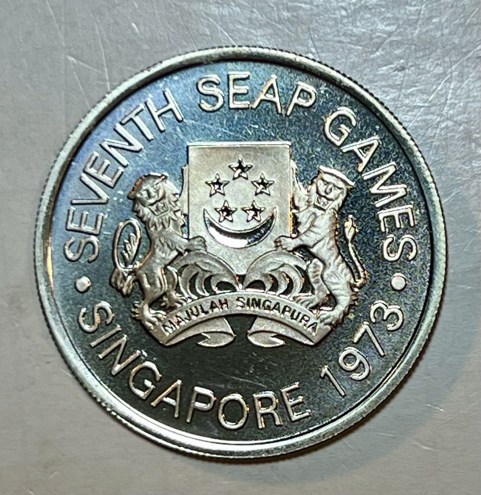 Singapore 1973 7th SEAP Games Five Dollars Silver Coin #C102
