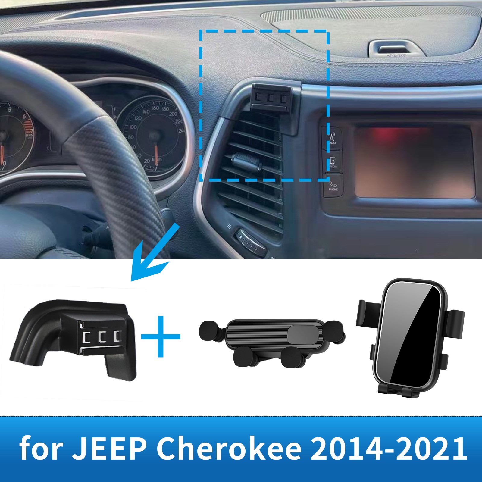 Car Phone Holder for JEEP Cherokee 2014~2021 GPS Bracket