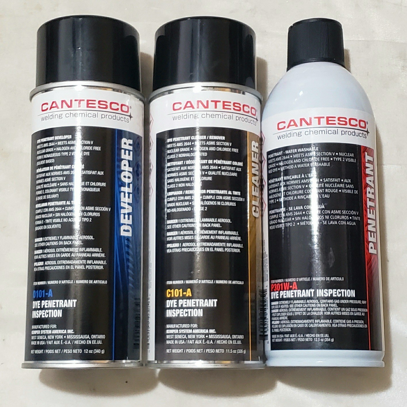Cantesco Dye Penetrant Test Kit Includes C101-A, P301W-A, D101-A
