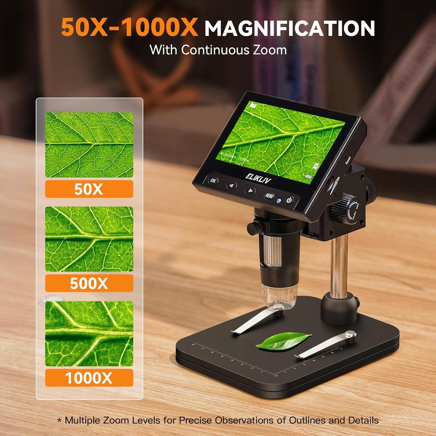 Coin Microscope 1000x Magnifier 4.3'' LCD - Black