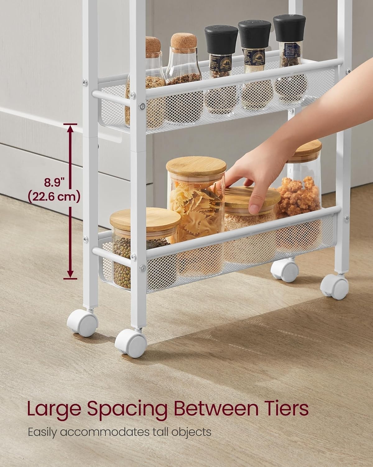 Space-Saving 5-Tier Slim Rolling Cart - Perfect for Home Office & Kitchen