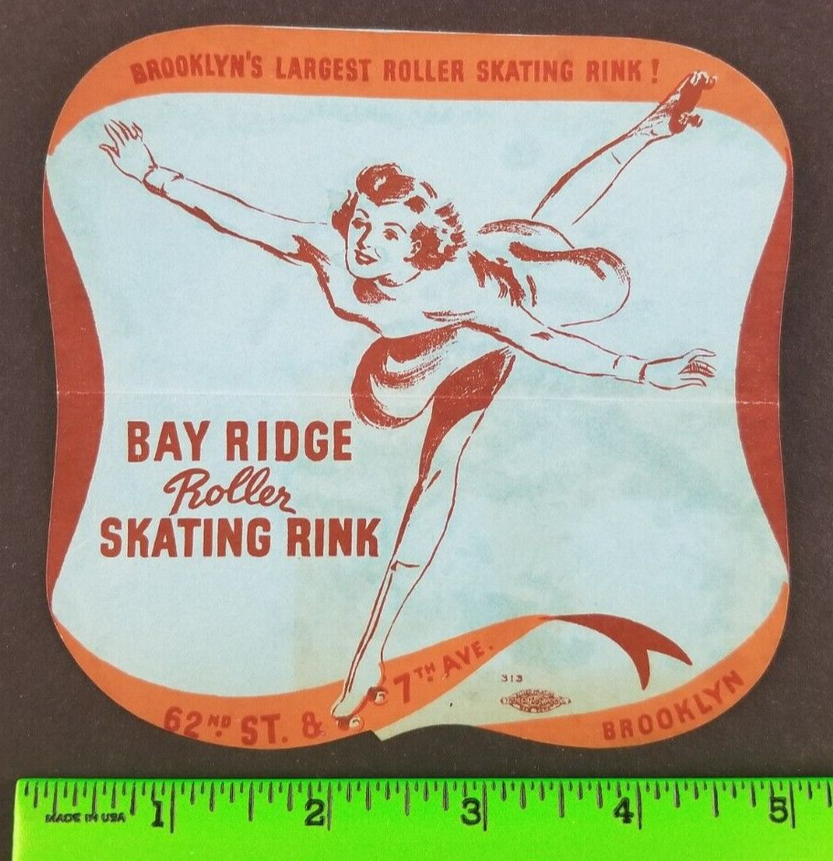 Vintage 1940's-1950's Brooklyn New York Roller Skating Sticker Decal