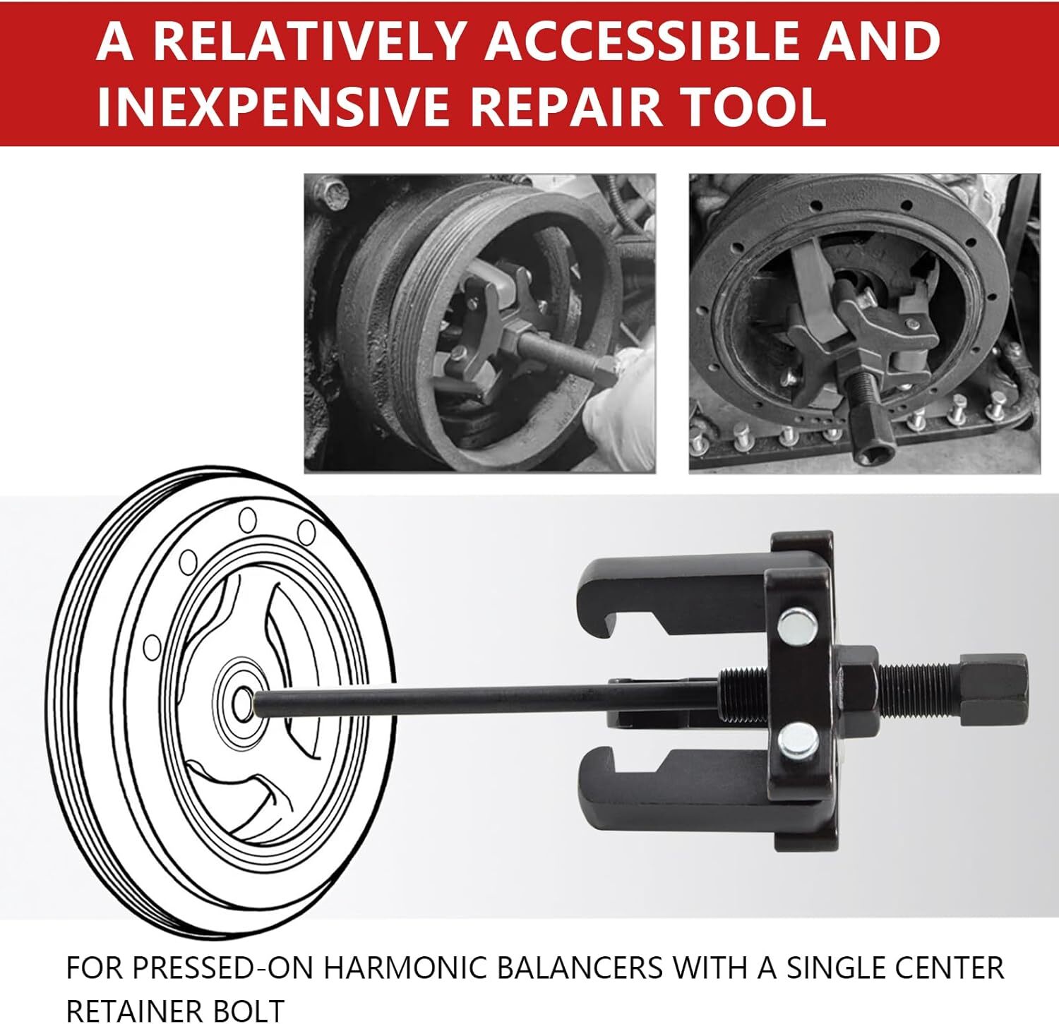 Harmonic Balancer Puller Crank Pulley Removal Kit Engine Motor Rod Auto LS GM US