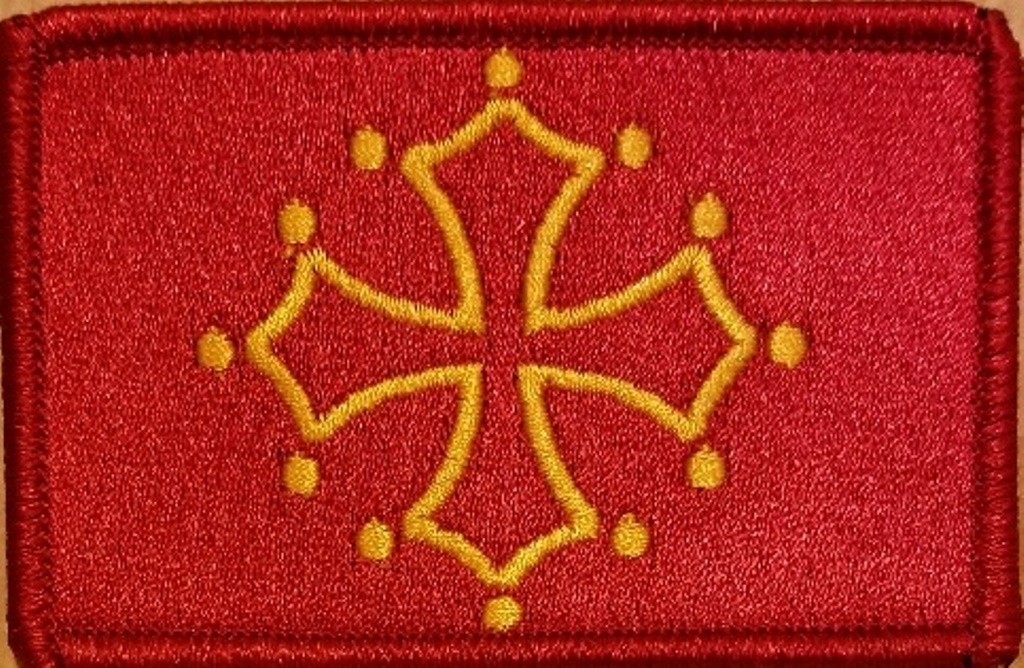 Toulouse France Flag Military Patch W/ VELCRO® Brand Occitan Cross RED Border