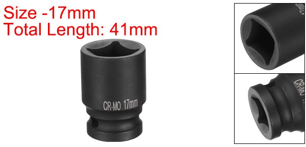 4 Point Square Socket 1/2" Drive 17mm Metric CR-MO Square Impact Wheel Socket