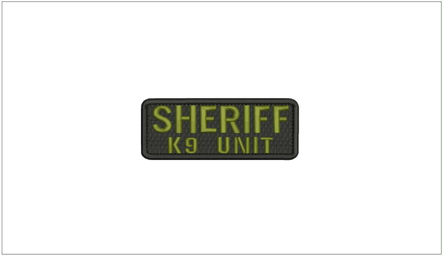 Sheriff k9 unit embroidery patches 2x5 hook on back od green letters