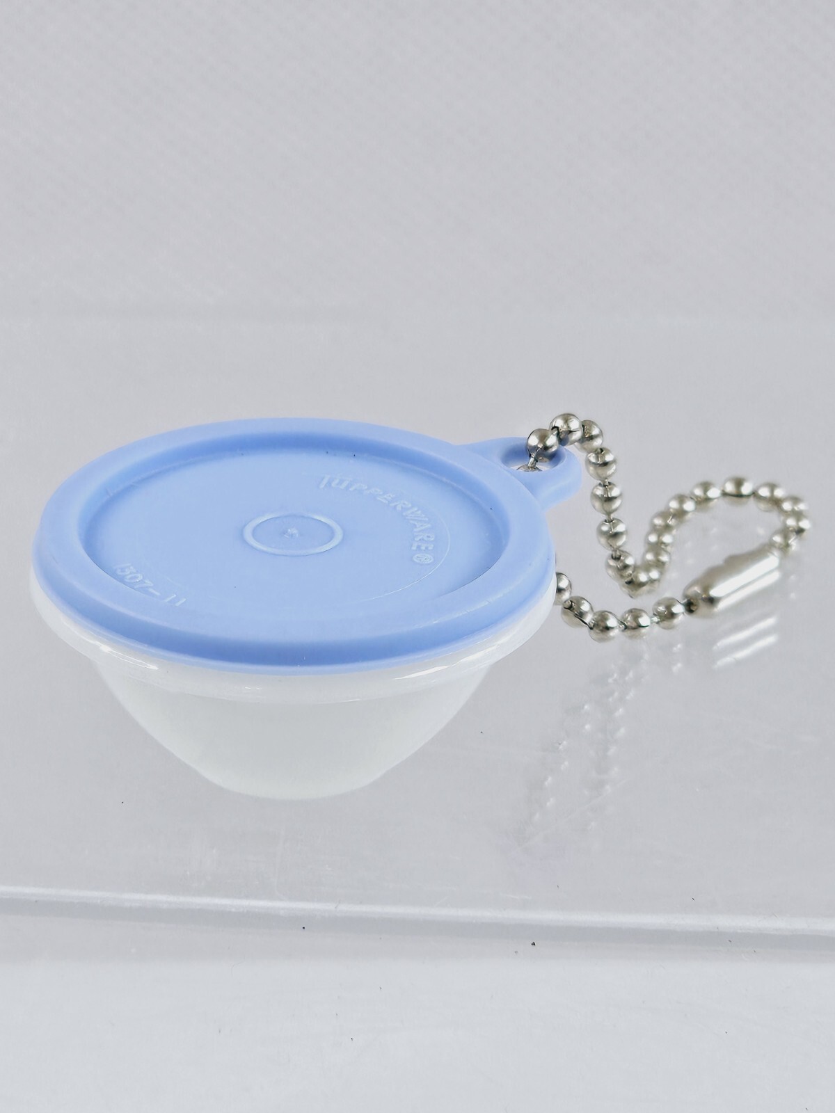 Tupperware Mini Wonderlier Keychain Blue Lid 1307 Clear Bowl 1306 New Vtg