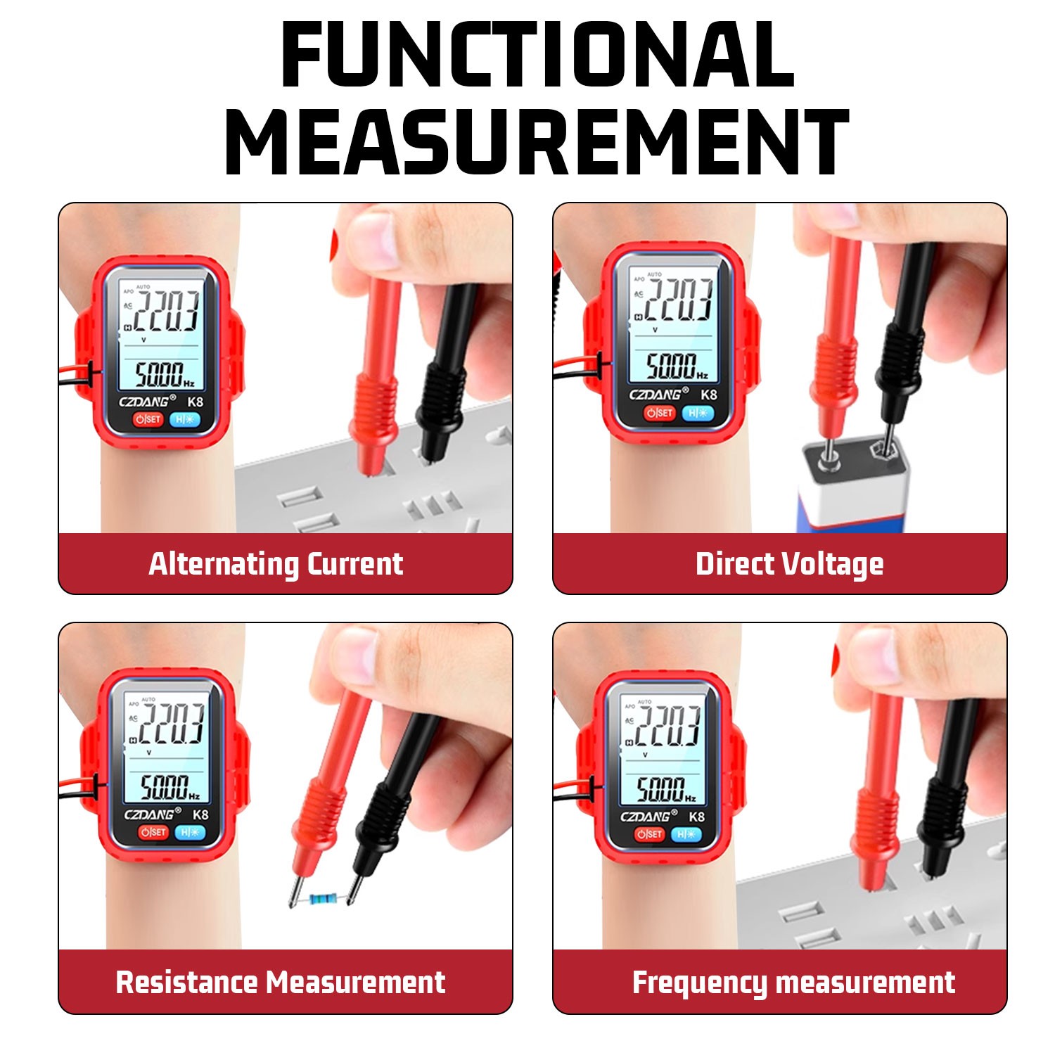 Wristband Digital Multimeter AC DC Voltmeter Ammeter Ohmmeter Volt Tester Meter