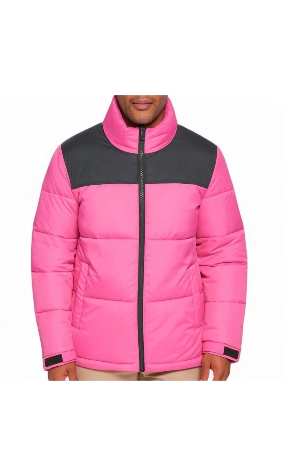 $150 Club Room Men's Colorblocked Quilted Full-Zip Puffer Jacket Coat Pink XL