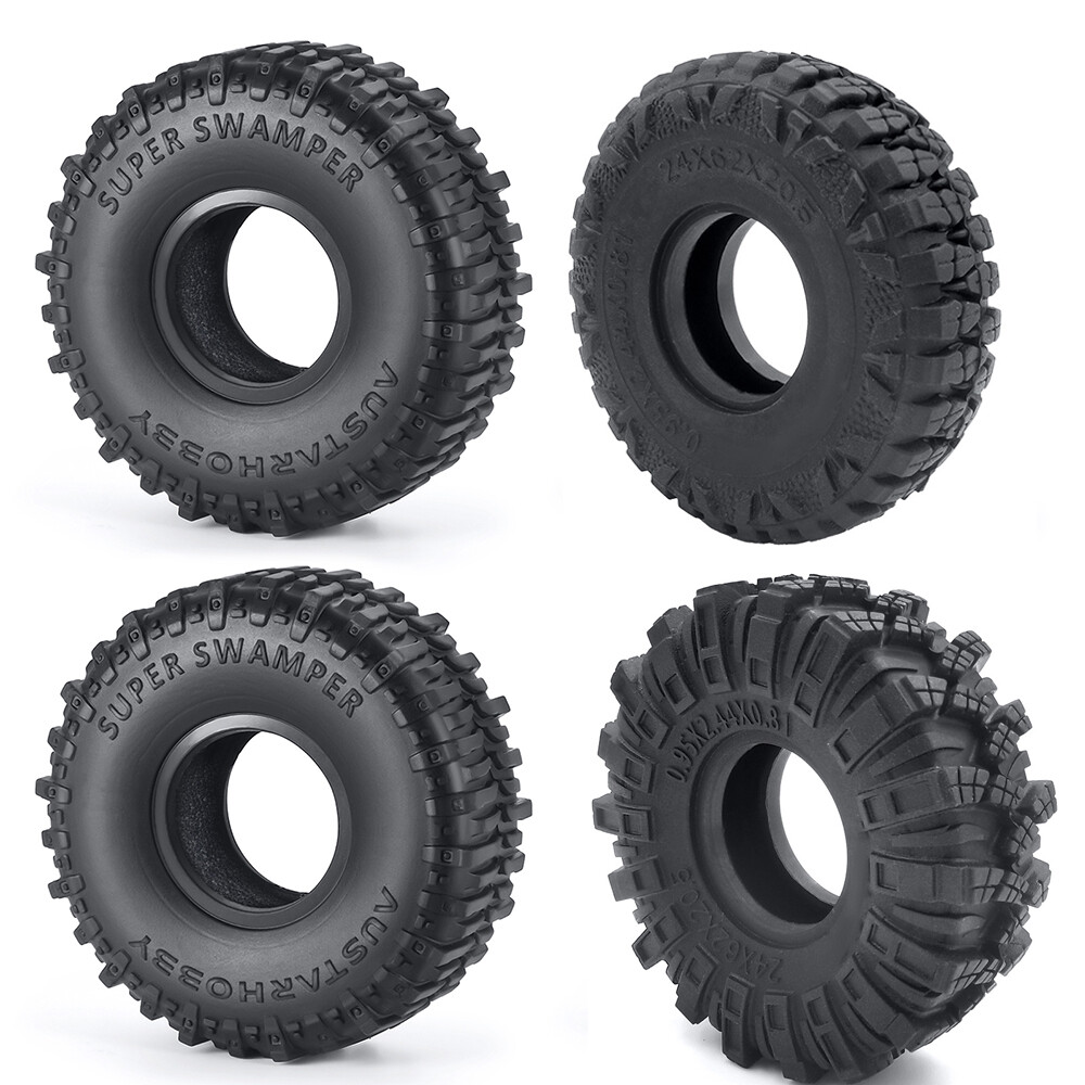 4PCS 62MM 1.0 Tires Mud Terrain Tires Rubber for 1/24 Axial SCX24 RC Crawler Car
