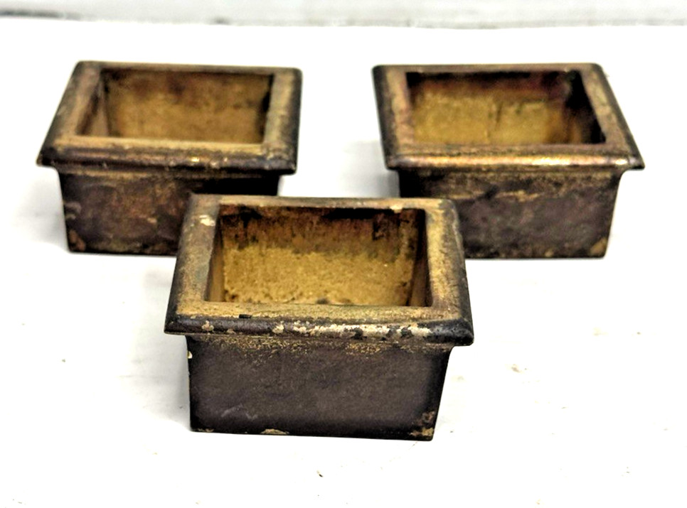 Grand Piano Square Leg Ferrule, Solid Brass, Trim Piece lot of 3 Piano from 1915