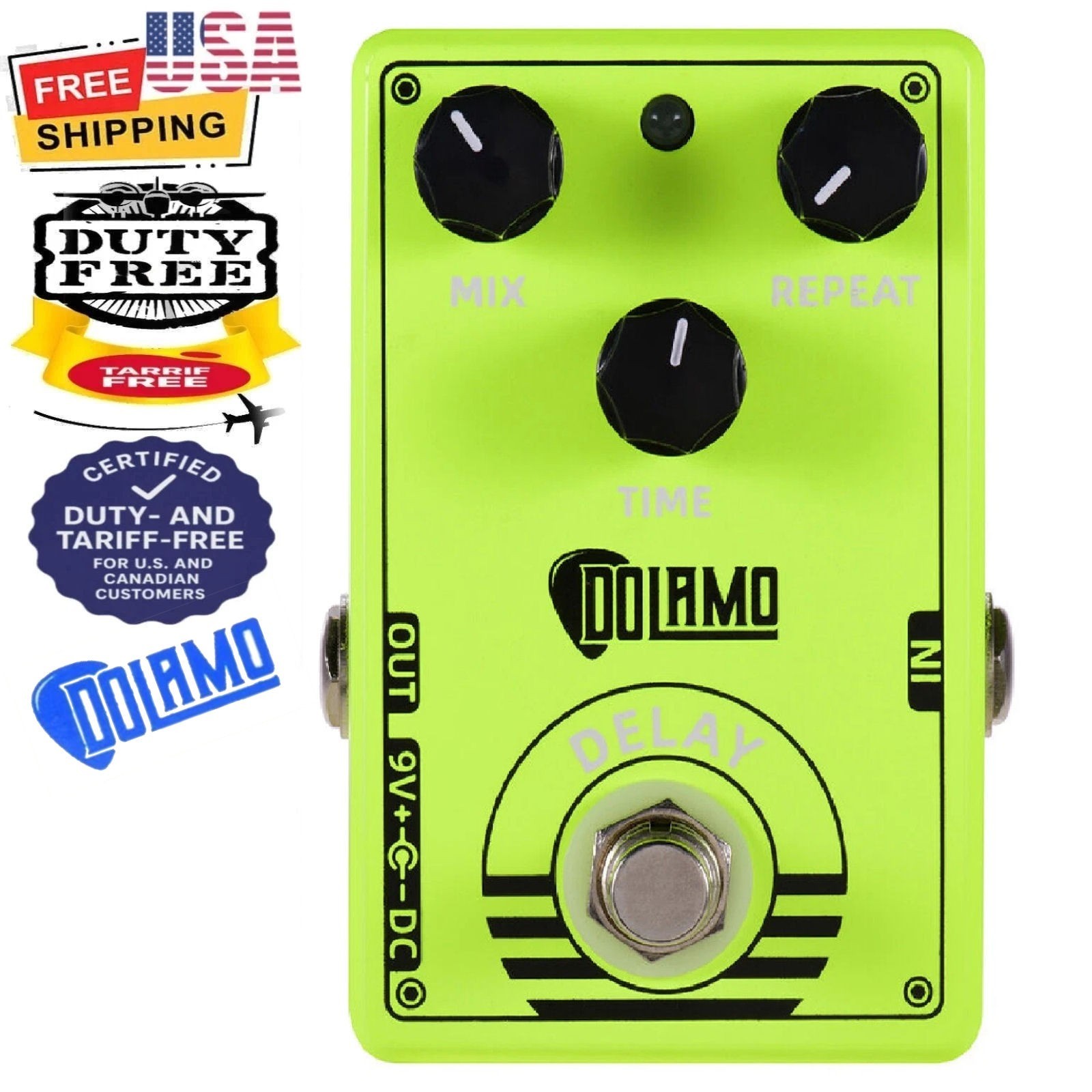 Dolamo D-14 Digital Delay 1000ms Guitar Effect Pedal W/ Controls True Bypass NEW
