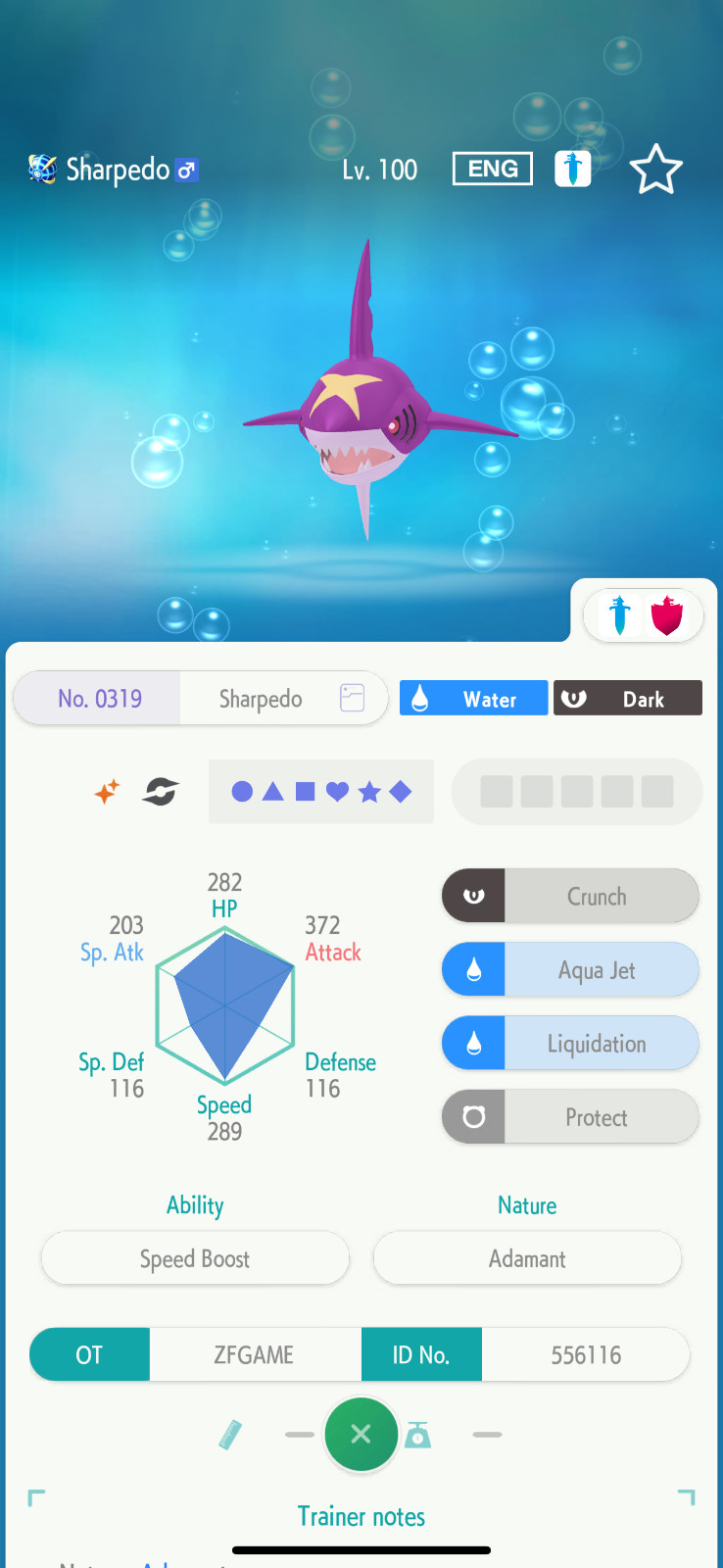 ✨6IV SHINY Sharpedo + EVS🚀 POKEMON HOME✨Champions✨Online delivery⚡