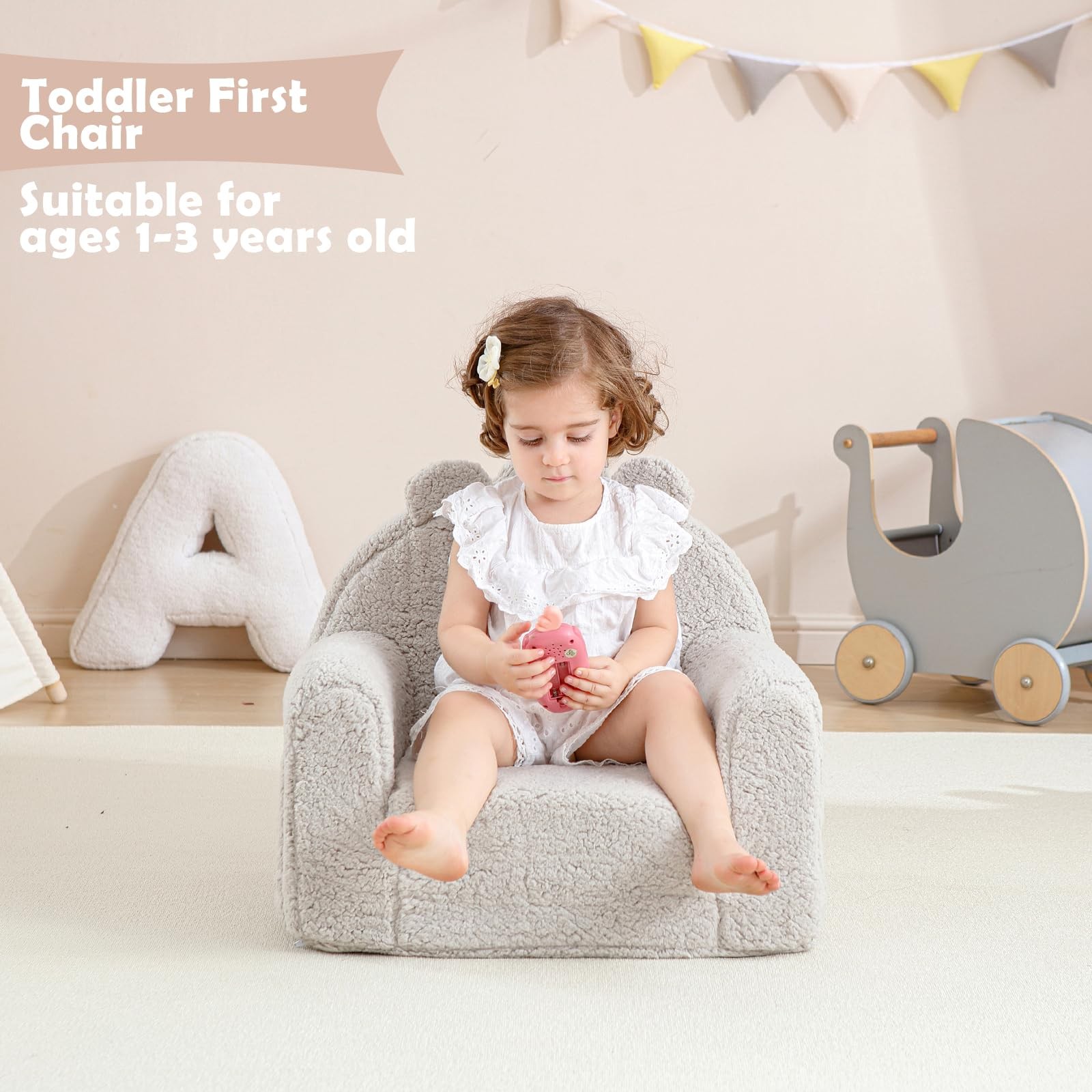 Kisdsa Toddler Chair,Sherpa Bear Kids Chair,Toddler Couch Fold Out,Children R...