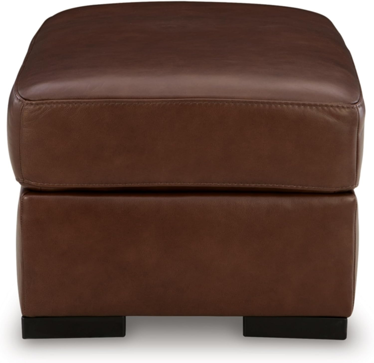 Chic Dark Brown Leather Ottoman with Non-Skid Legs for Ultimate Comfort